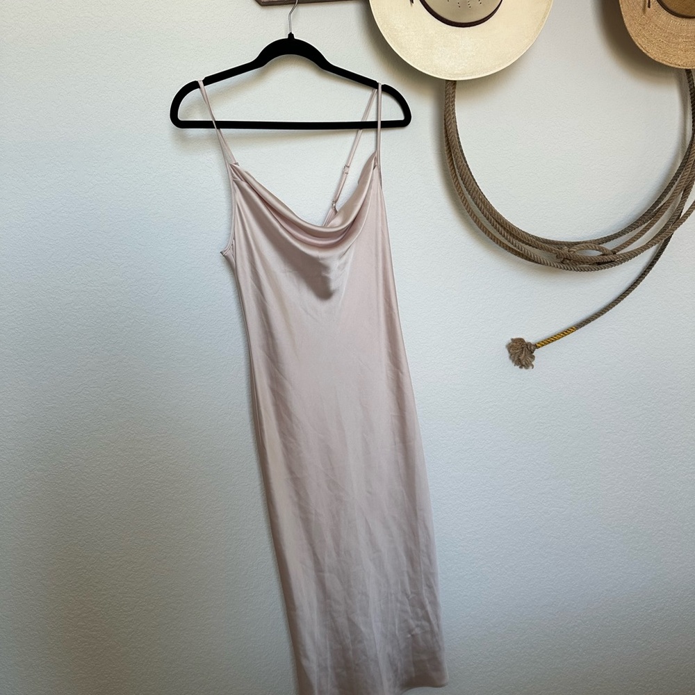 Essue Blush Satin Slip Dress